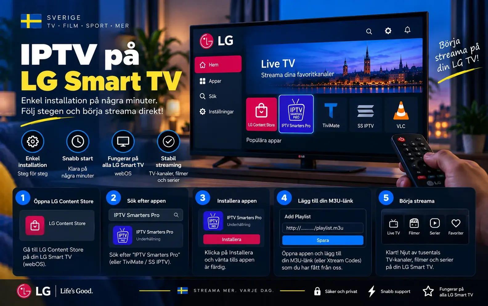 Fem steg för att installera IPTV Smarters Pro via LG Content Store på en LG Smart TV