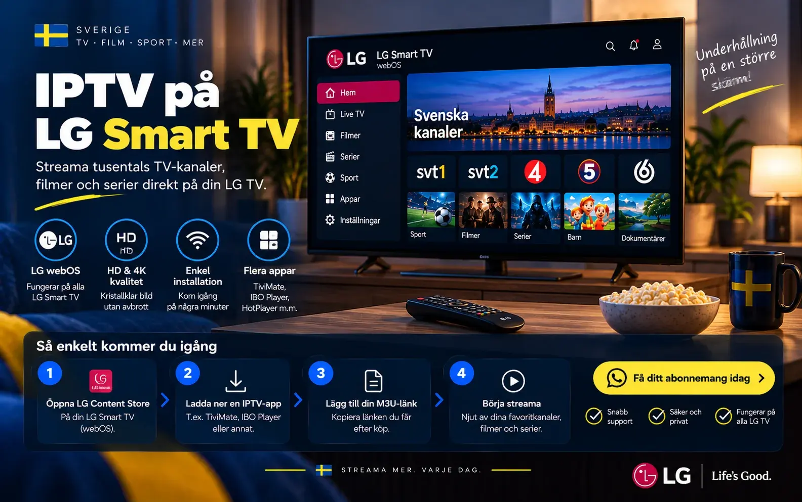 LG Smart TV med webOS-startsida och rubriken IPTV på LG Smart TV