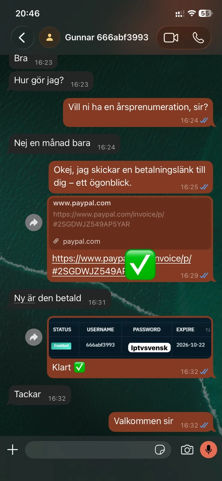 Skärmbild av kundfeedback i en meddelandekonversation